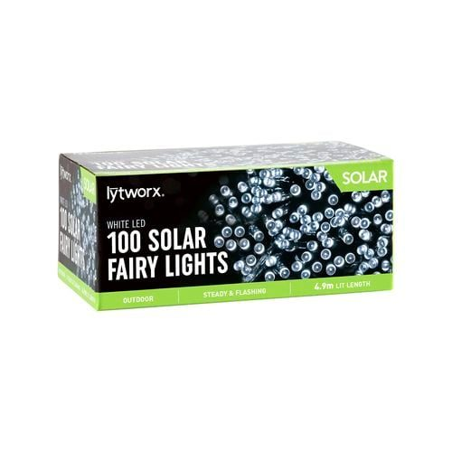 100 White 2 Function Solar LED Fairy Lights