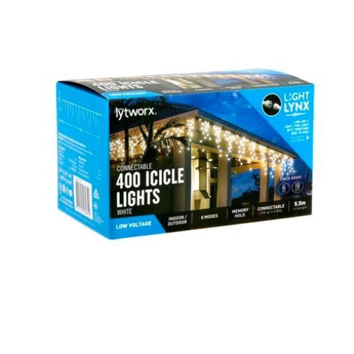 400 LED White Icicle Connectable Lights