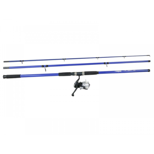14ft Surfcaster Fishing Rod - 3 Piece Fibreglass Surfcasting Rod & Reel Set