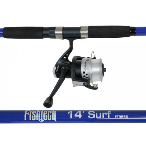 14ft Surfcaster Fishing Rod - 3 Piece Fibreglass Surfcasting Rod & Reel Set