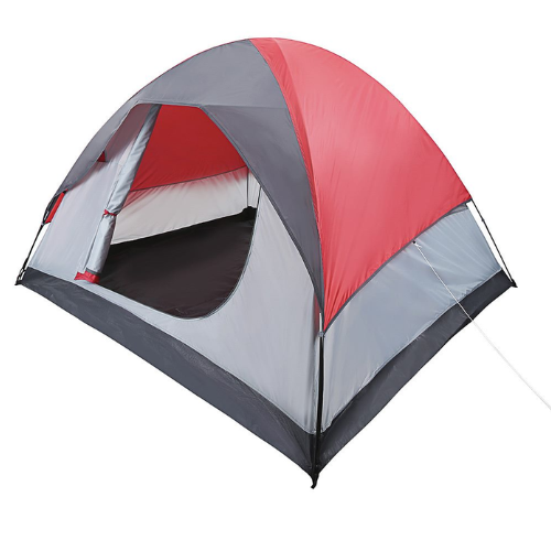 4 Person Dome Tent with Fly - Red & Grey
