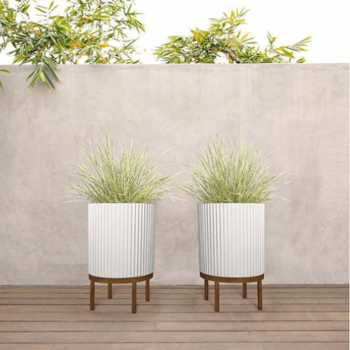 Capri Planter with Wood Stand 2 pack