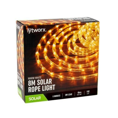 White LED Solar Rope Light 8m